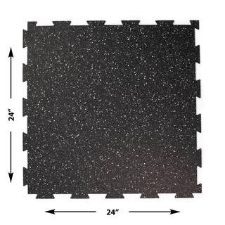 FlooRX 2 ft. W x 2 ft. L BlackGray Interlocking Recycled Rubber Flooring (24 sq. ft.Pack) ASL89VN106114CBW4