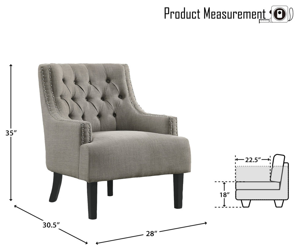 Classic Accent Chair  Button Tufted Wingback and Nailheaded Sloped Arms   Transitional   Armchairs And Accent Chairs   by Declusia  Houzz