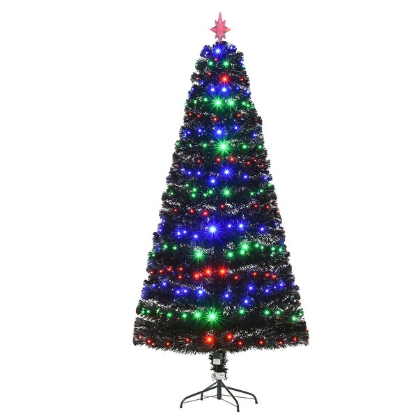 HOMCOM 7 ft. Prelit Christmas Tree with Stand，LED Christmas Tree with Lights