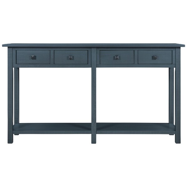 59-in Antique Navy Rustic Console Table Texture Entryway Table