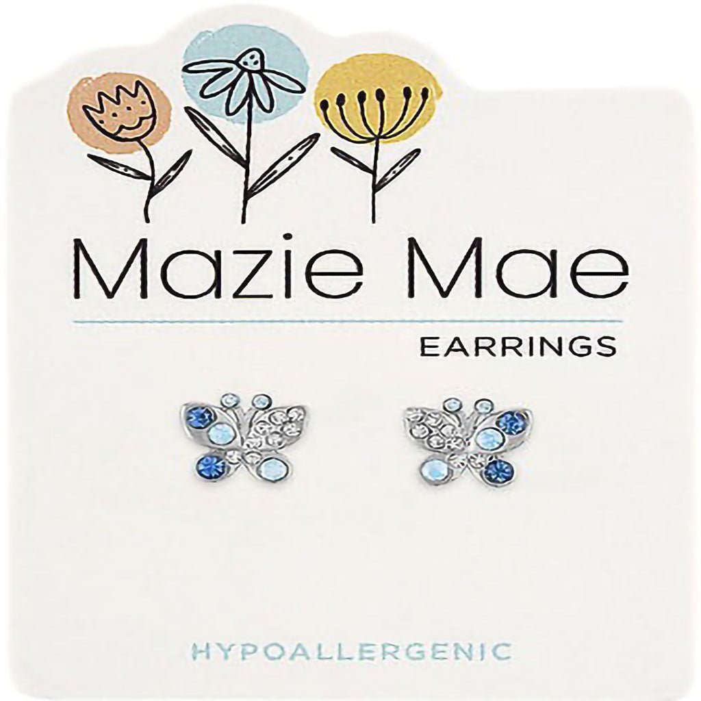 Center Court  Silver Opal & Aquamarine Butterfly Stud Mazie Mae Earring