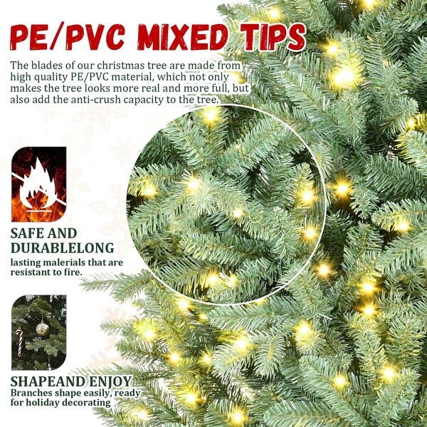 4ft9ft Blue PE/PVC Mixed Prelit Christmas Tree with Warm White LED Lights