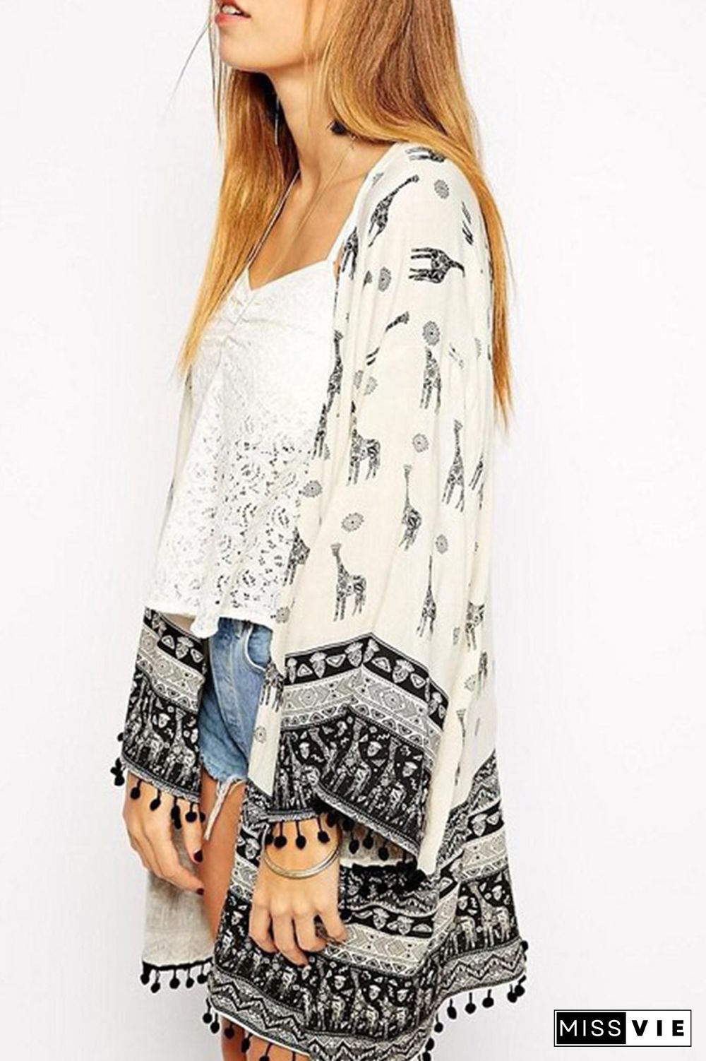 Giraffe Print Long Cardigan Cover Up Wholesale