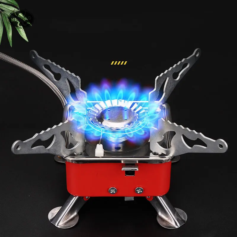 Folded square 3.7 inches gas stove stainless steel red 2800W high power gas cooker outdoor camping hiking butane burner