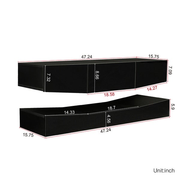 LED TV Stand for 55 in. TV with Upper And Lower Wall， 3-drawers