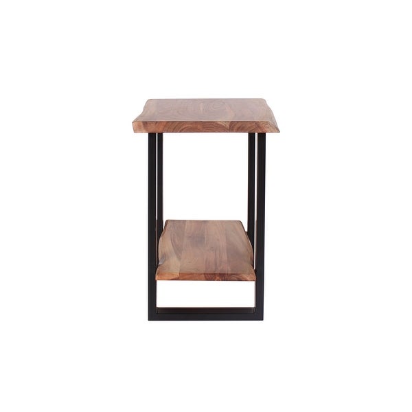 Hornby Modern Handmade Live Edge Acacia and Iron Two Tier Side Table