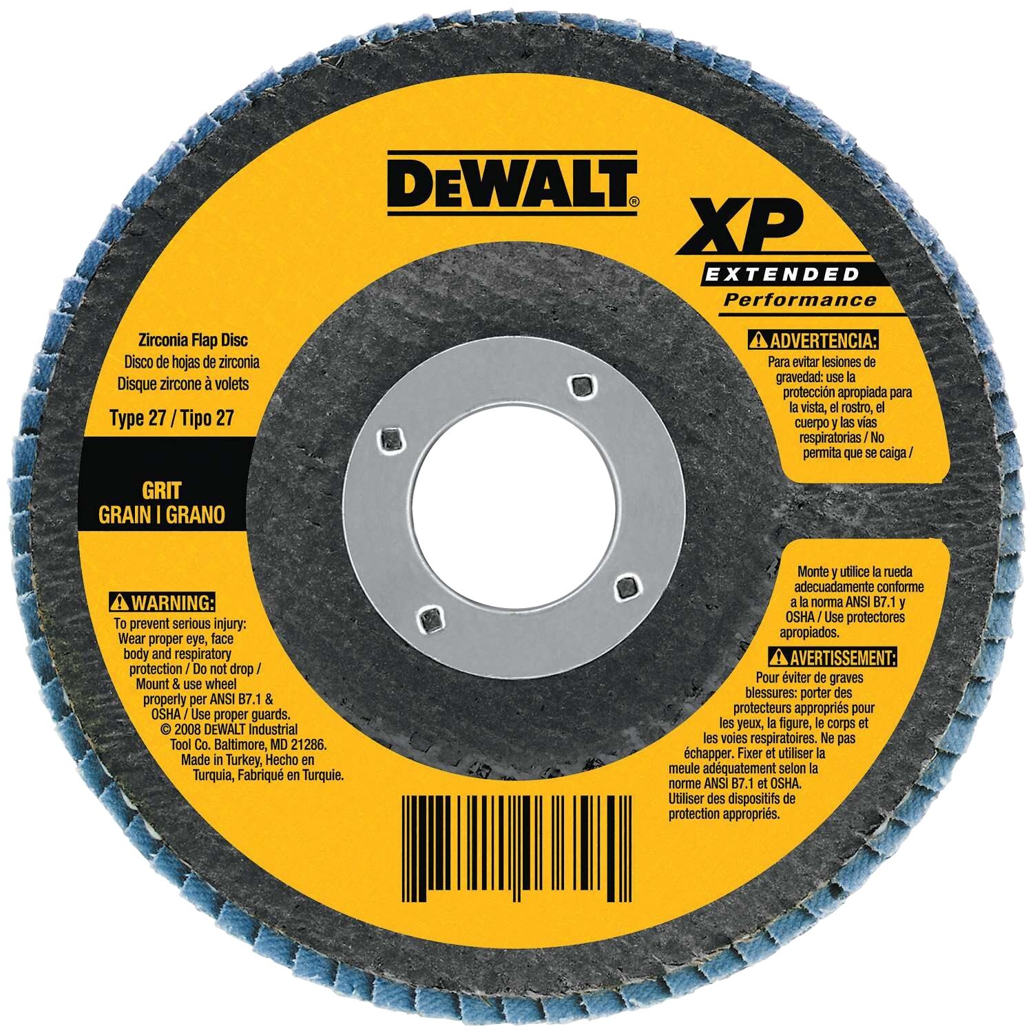 DW 4-1/2 in. D X 5/8-11 in. Zirconia Type 29 Flap Disc 80 Grit 1 pc