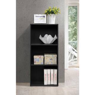 HODEDAH 3-Shelf 36 in. H Black Bookcase HID23 BLACK