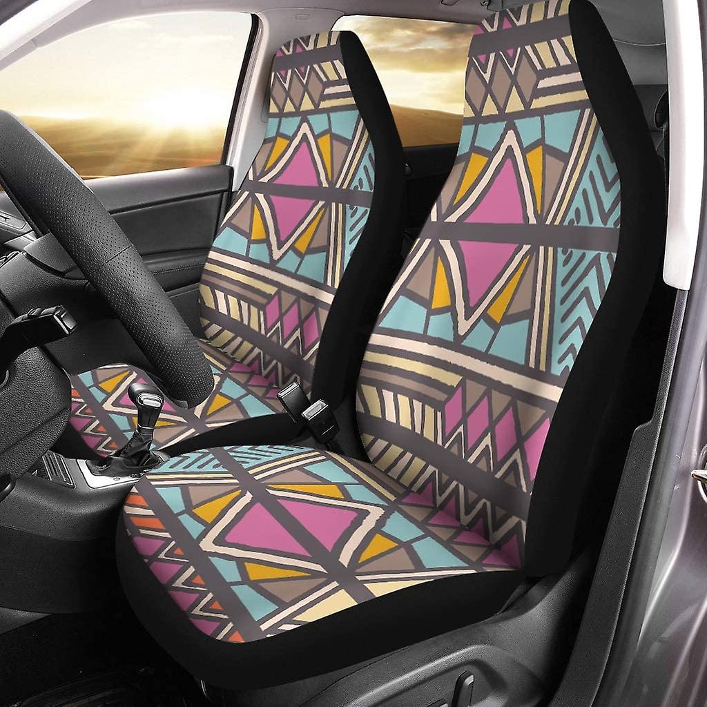 Set Of 2 Car Seat Covers Color Irregular Graphics Universal Auto Front Seats Protector Fits For Car，suv Sedan，truck D---71692