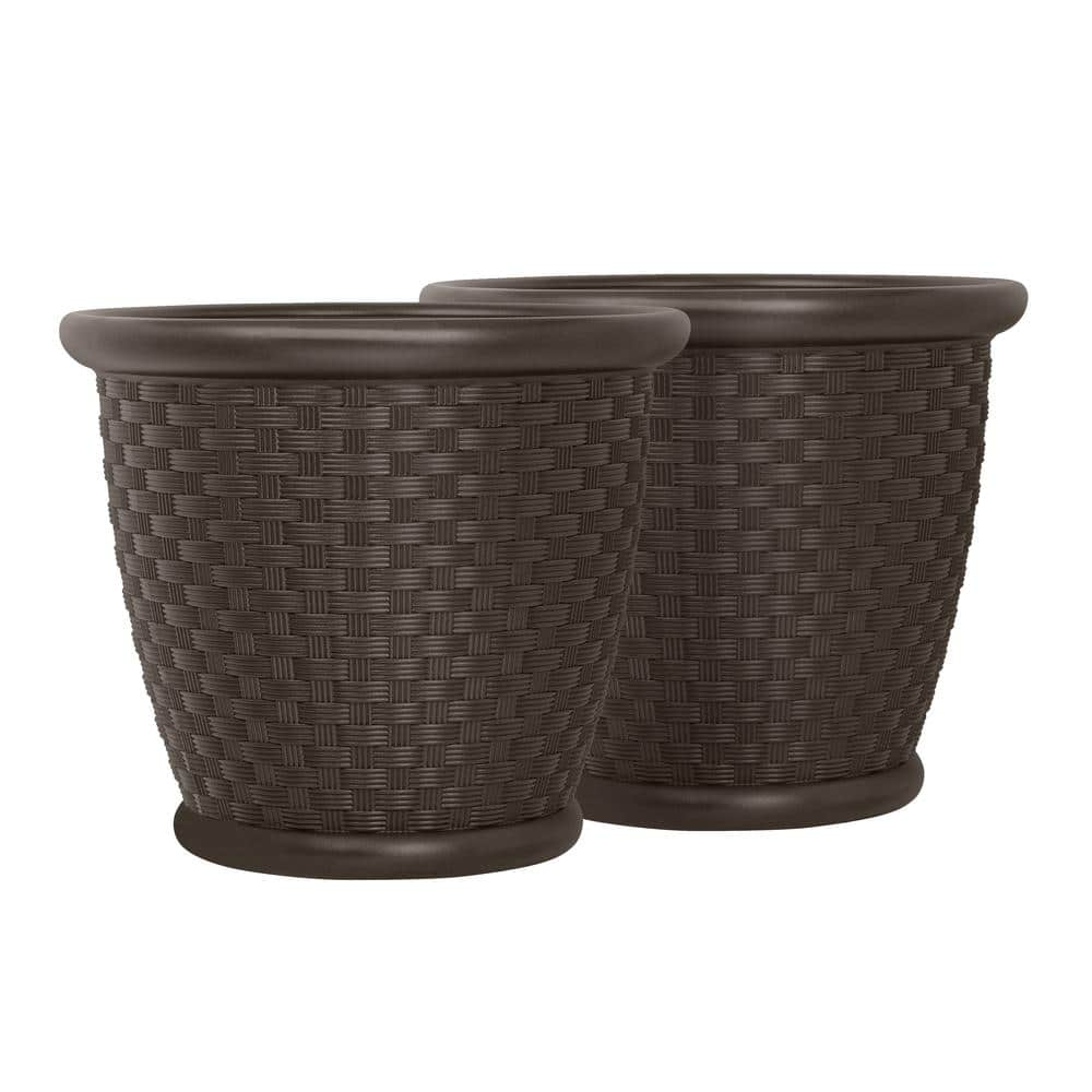 Suncast Sonora 22 in. Round Java Blow Molded Plastic Planter (2-Pack) P222105B92