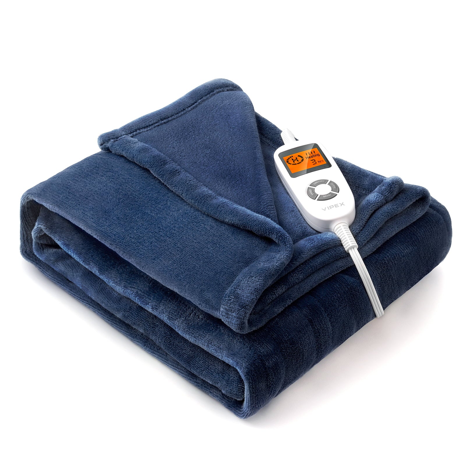 VIPEX Electric Heated Throw Blanket， 50in x 60in Fast Heating Flannel Blanket， Blue