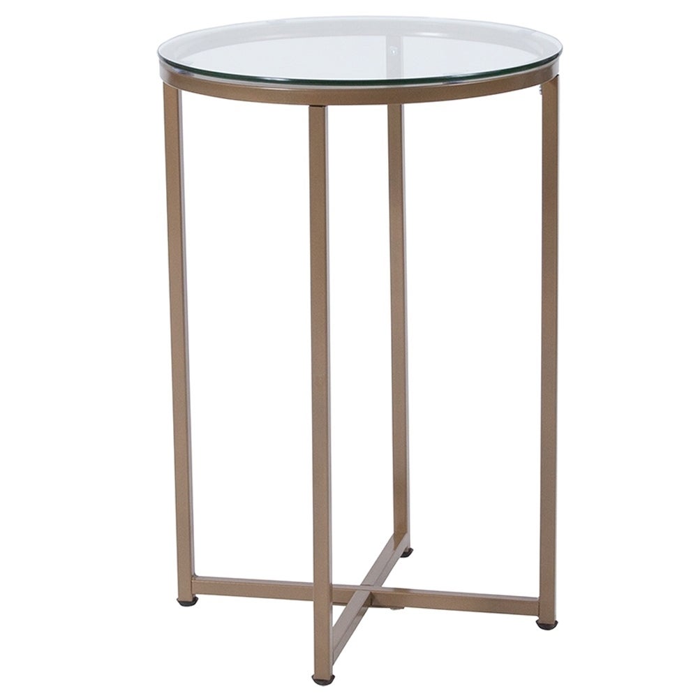 Flash Furniture Greenwich Collection Glass End Table with Matte Gold Frame