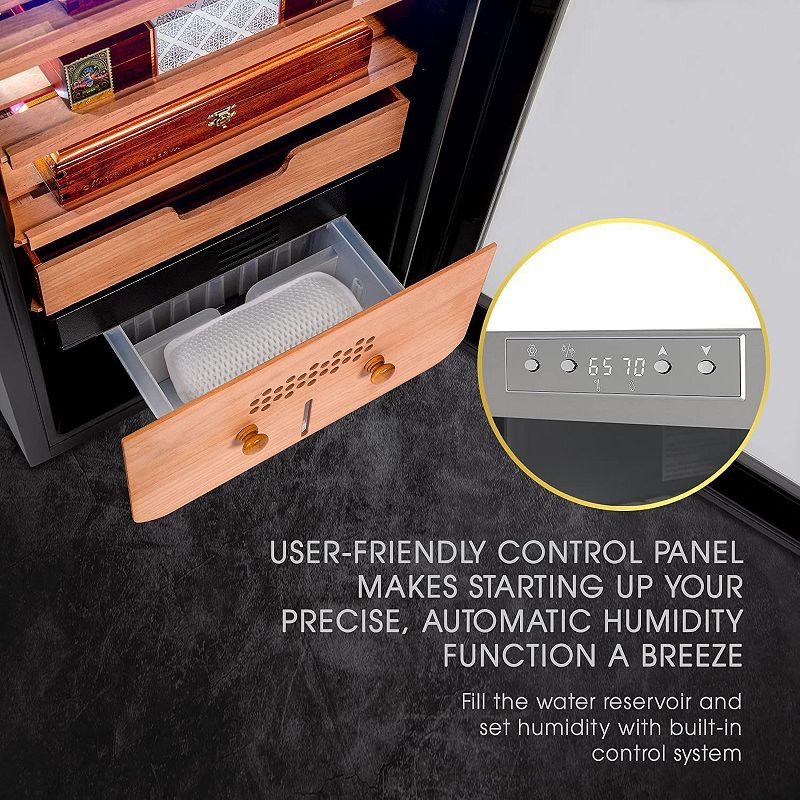 Schmécké 400 Cigar Humidor， Cigar Humidifier and Cigar Box with Cigar Hygrometer