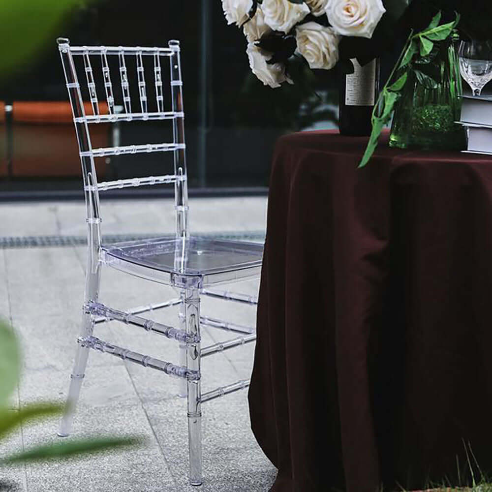 Clear Resin Transparent Chiavari Chair, Armless Stackable Event Chair