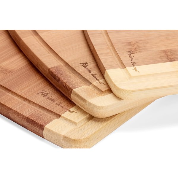 3-piece Cutting Board Set - Organic Bamboo Cutlery Chopping Board Set with Drip Groove