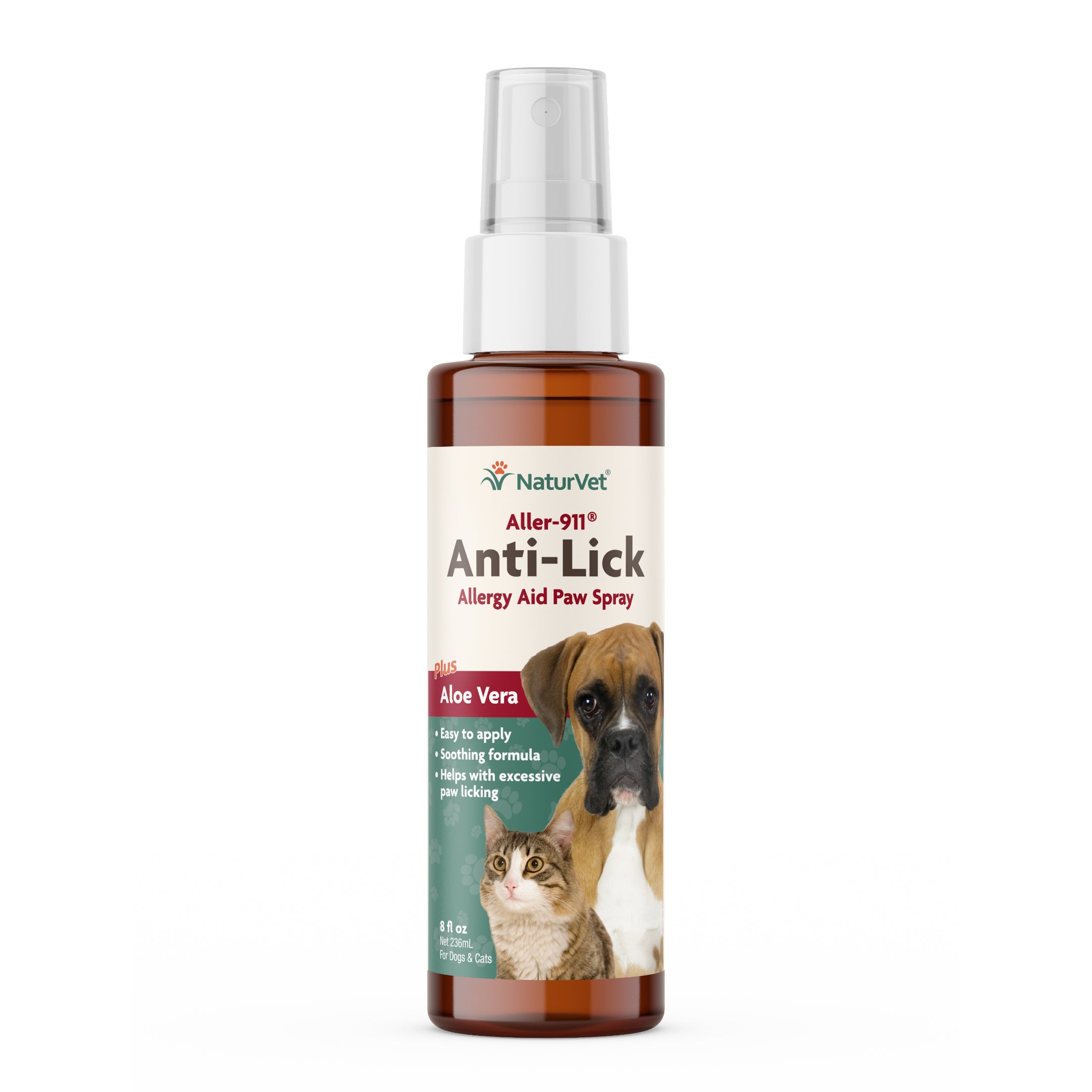 NaturVet Aller911 Antilick Paw Spray for Dogs and Cats