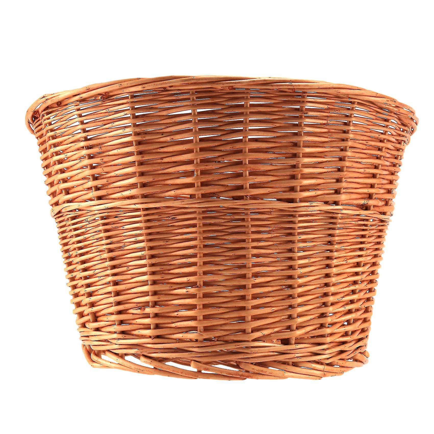 Retro， Handmade， Wicker Bicycle Front Basket With Leather Straps