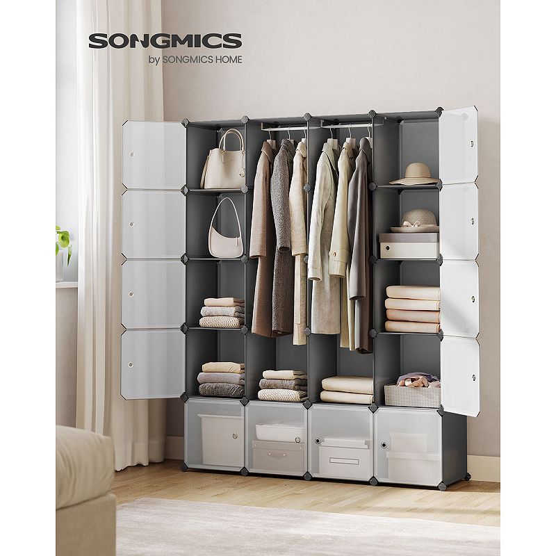 Cube Storage Organizer， Large Plastic Portable Closet Wardrobe， Interlocking Storage Unit