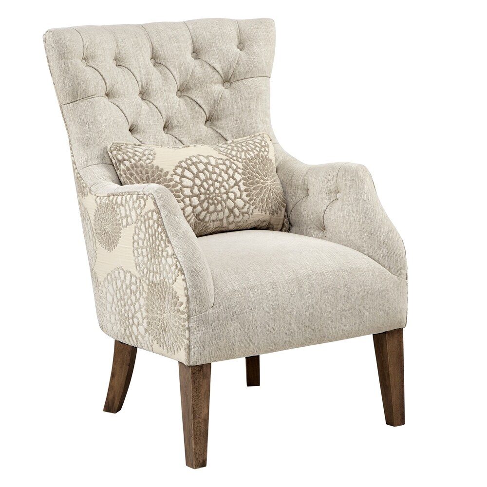 Madison Park Furlong Beige Accent Chair with Back Pillow