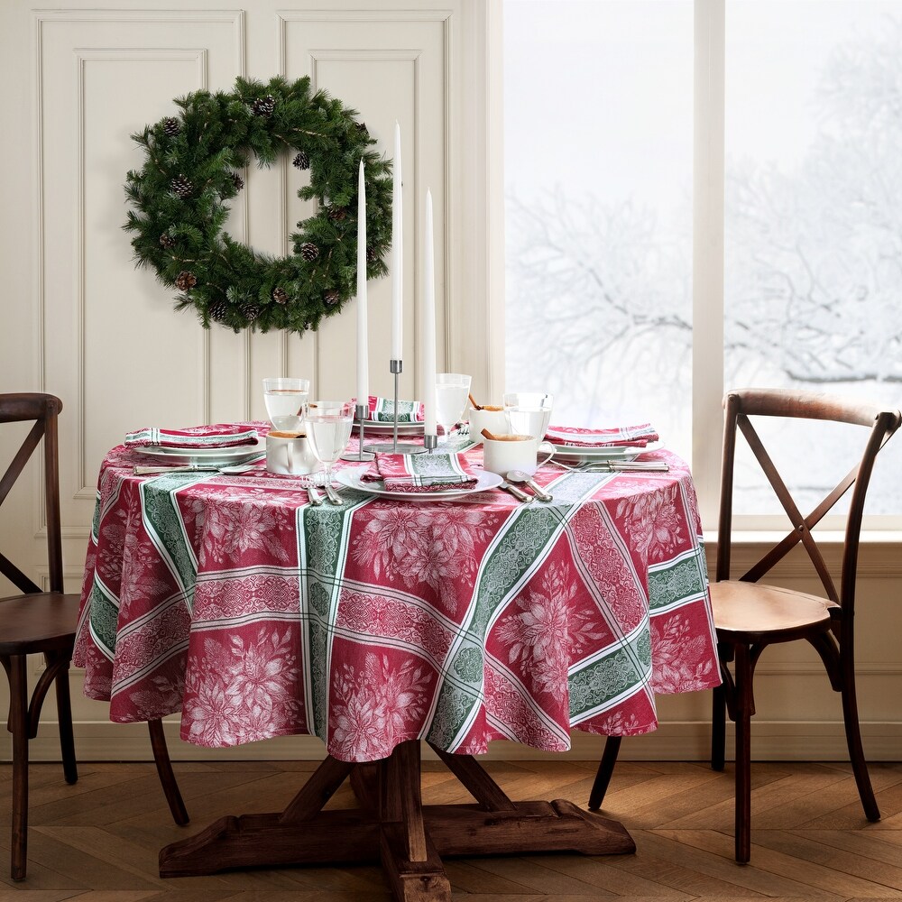 Poinsettia Plaid Jacquard Tablecloth