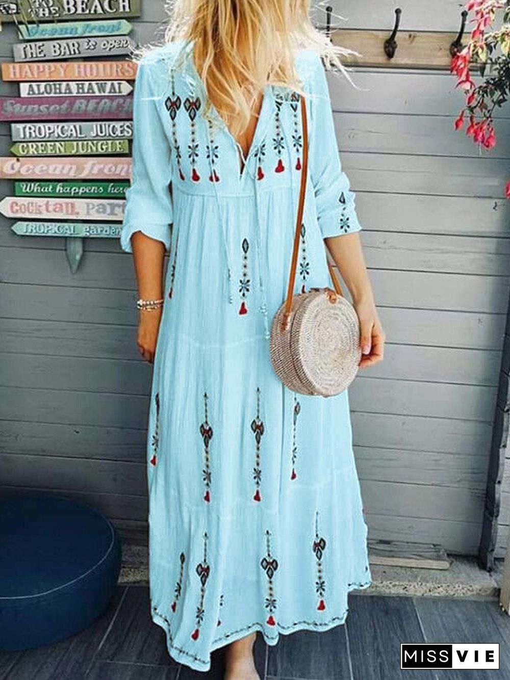 Floral Fringed Boho Summer Dress White Dresses