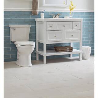 Glacier Bay Ashland 36.7 in. W x 19.1 in. D x 36.8 in. H Freestanding Bath Vanity in White with White Cultured Marble Top ALIIP2-WH