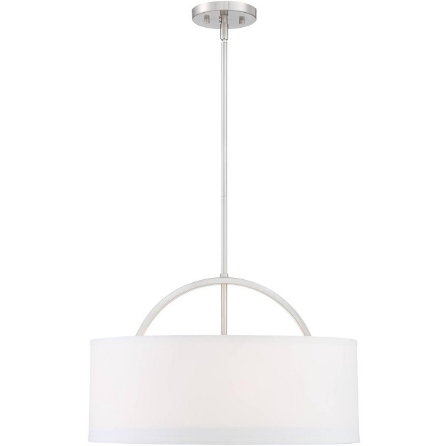 Wide Modern White Linen Shade Fixture For Dining Room House Kitchen