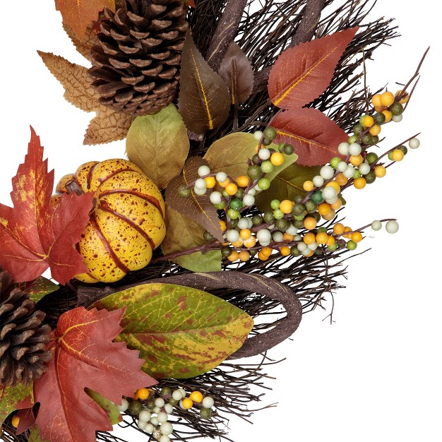 Northlight Sunflower Pumpkin Foliage And Pine Cone Fall Harvest Wreath 24 Inch Unlit