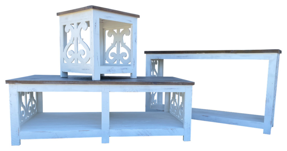 Sofa Table With Side Detail  White   Farmhouse   Console Tables   by Jackson  ampCo.  Houzz