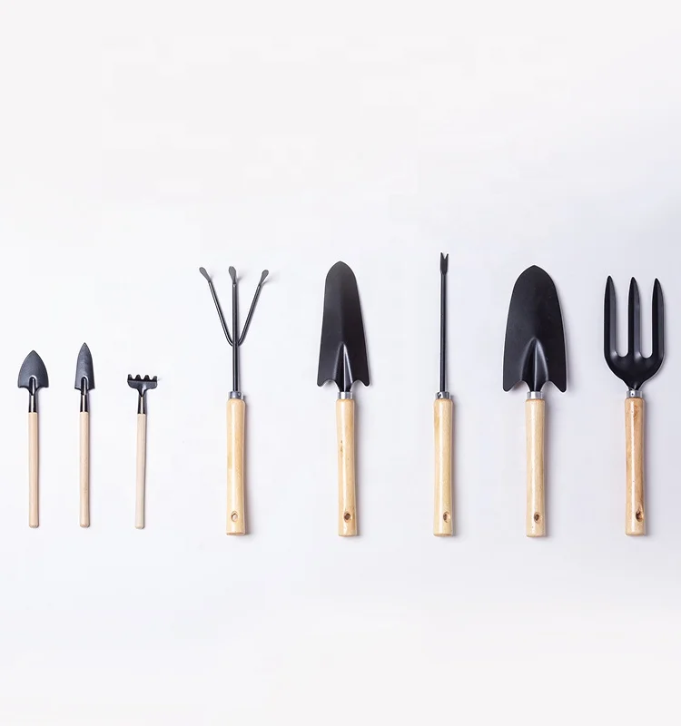 11Pcs Electroplate garden shovel rake  single fork scoop tools cloth package floral tools set