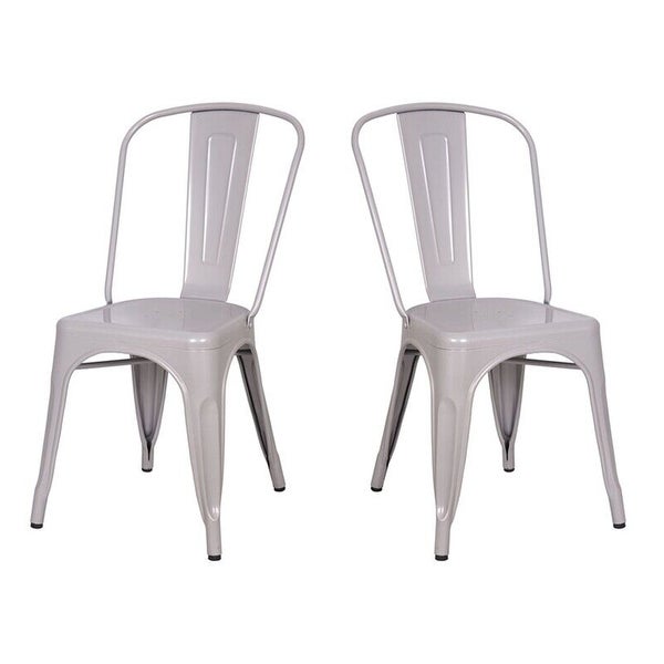 Set of 2 Metal Stackable Side Chair Silver - 17x33