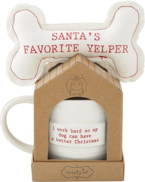 Mud Pie Santa's Favorite Yelper Christmas Mug and Dog Toy Set