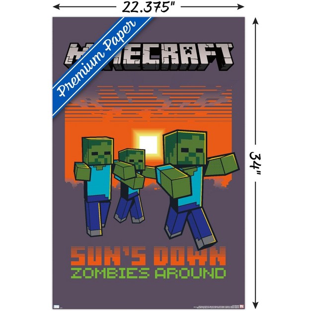 Trends International Minecraft Zombies Around Unframed Wall Poster Prints