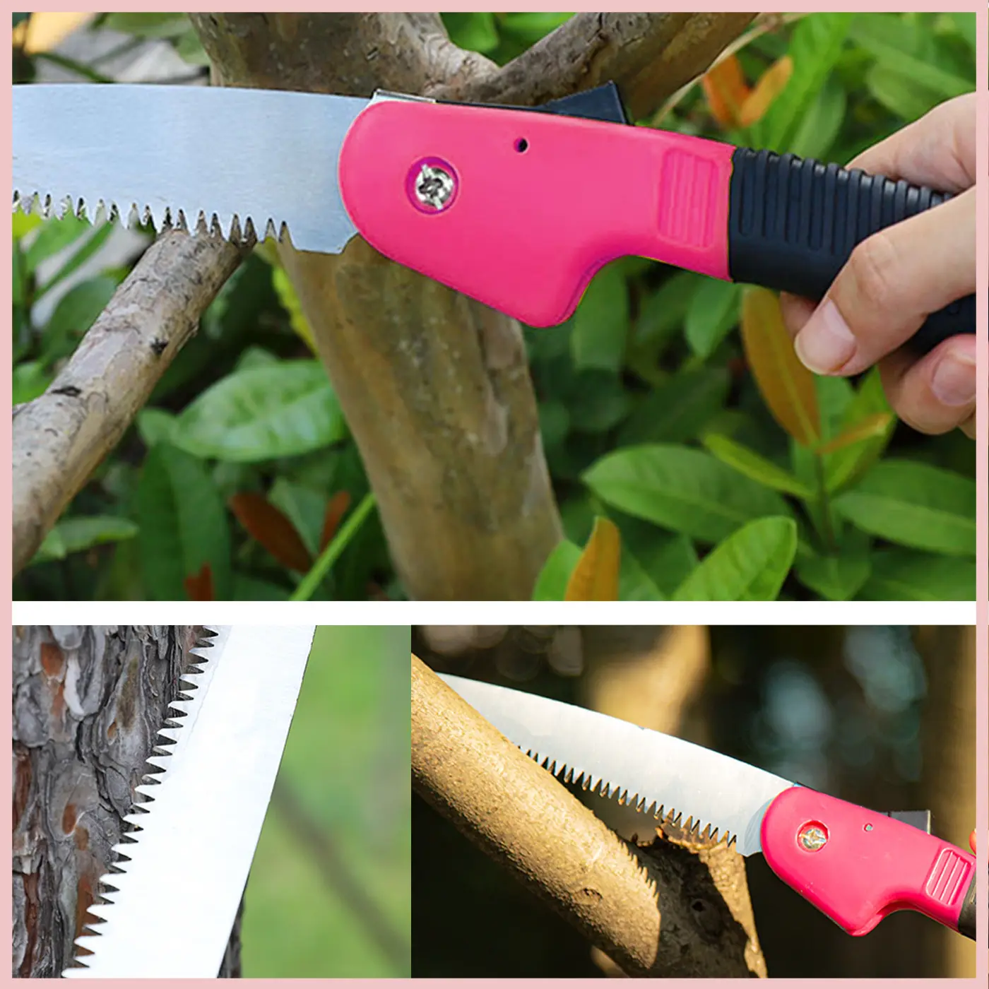 Ten Pack Stainless Steel PP TPR Handle Pink Shovel Rake Pruning Shears Mowing Weeding Garden Set with Oxford Bucket Bag