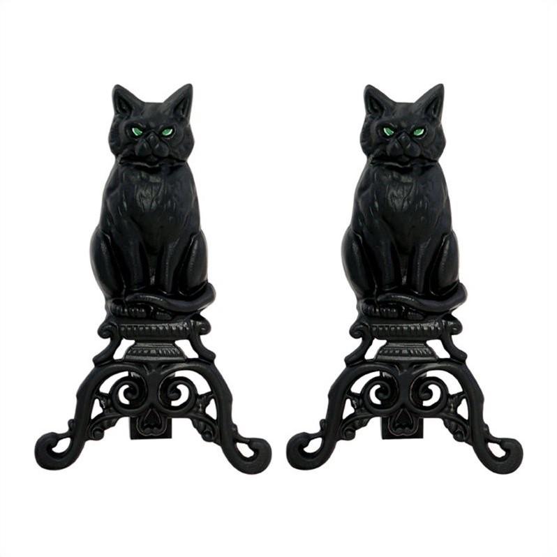 UniFlame BLACK CAST IRON CAT ANDIRONS