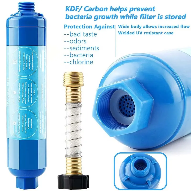 Filterwell KDF Carbon Car House Inline Portable RV Water Filter System For RV