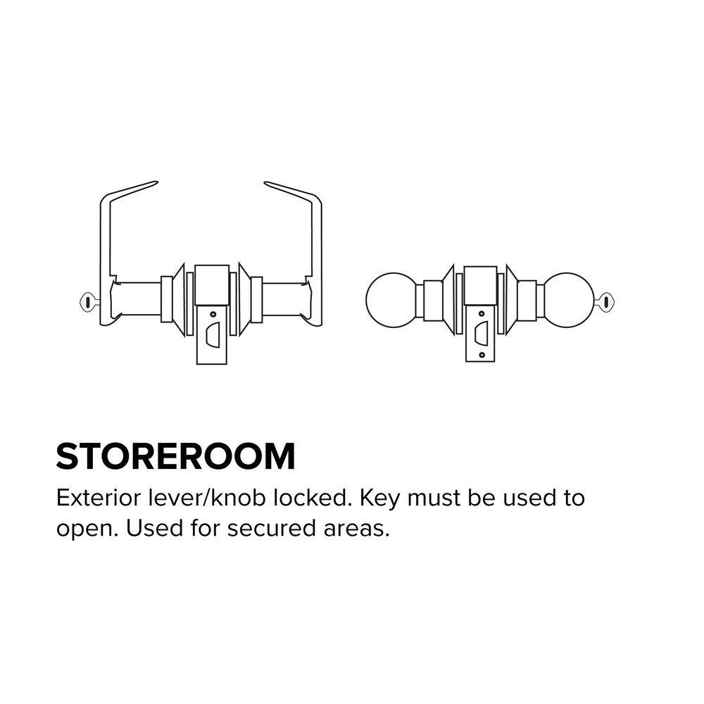 Global Door Controls GLC Series Brushed Chrome Grade 3 CommercialResidential Storeroom Door Handle with Lock GLC-5180L-626