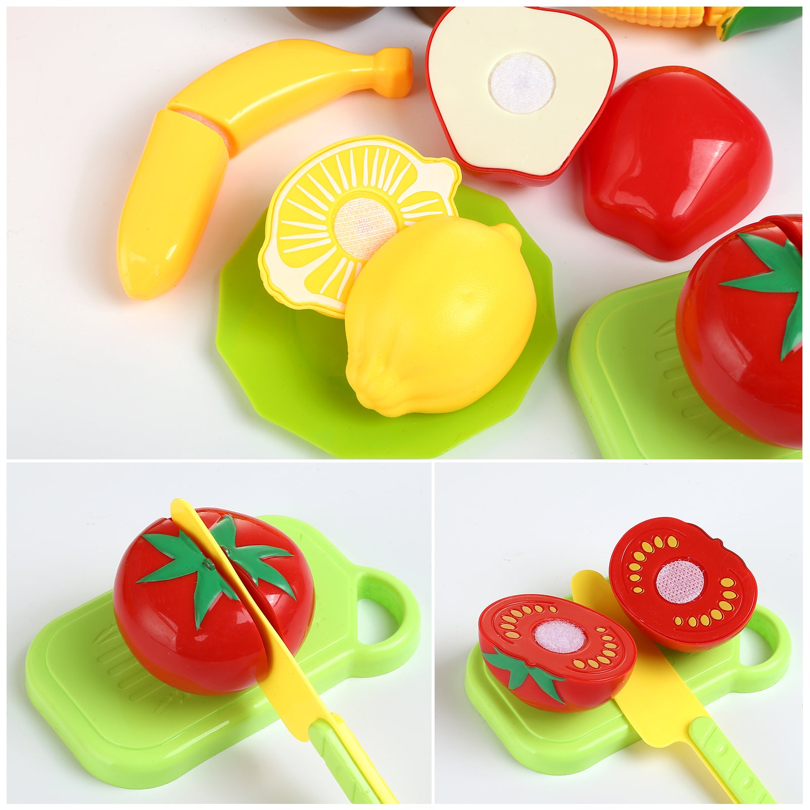 Naler 33Pcs Kids Kitchen Fruit Vegetable Food Pretend Role Play Cutting Set Toys