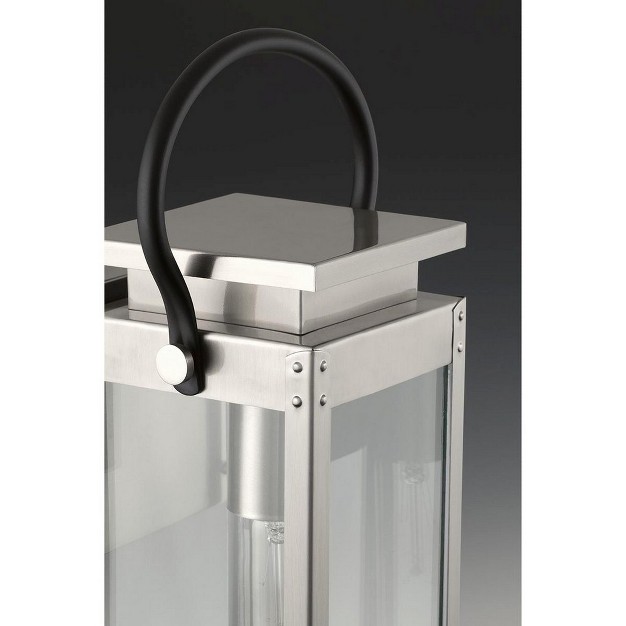 Progress Lighting Union Square 1 light Outdoor Wall Lantern In Stainless Steel With Clear Glass Panels