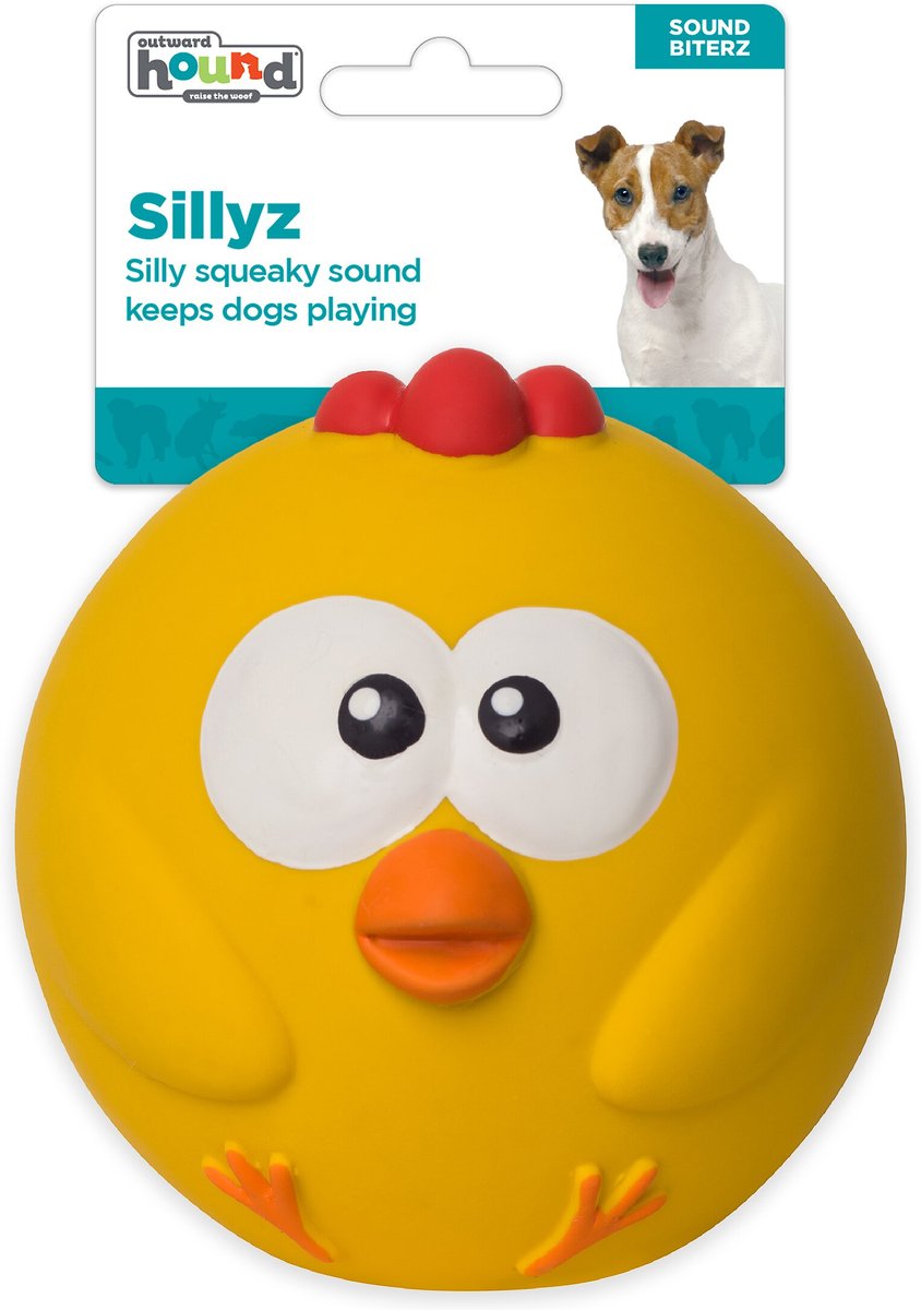 Outward Hound Sillyz Chick Latex Rubber Squeaky Ball Dog Toy