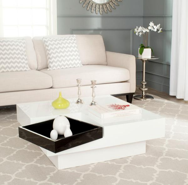 Charles Coffee Table White/ Black   Contemporary   Coffee Tables   by Peachtree Fine Furniture  Houzz