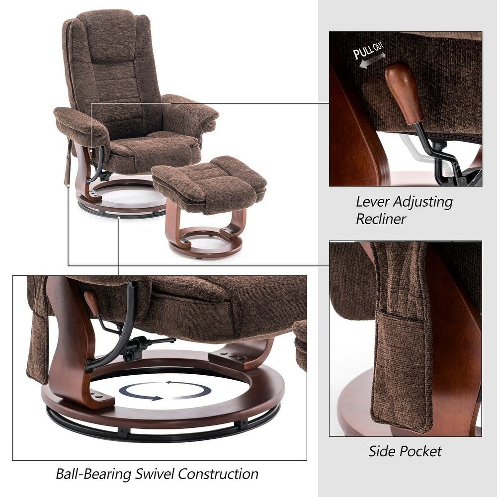 Mcombo Recliner Chair with Ottoman  Fabric Massage Swivel Chair 9099