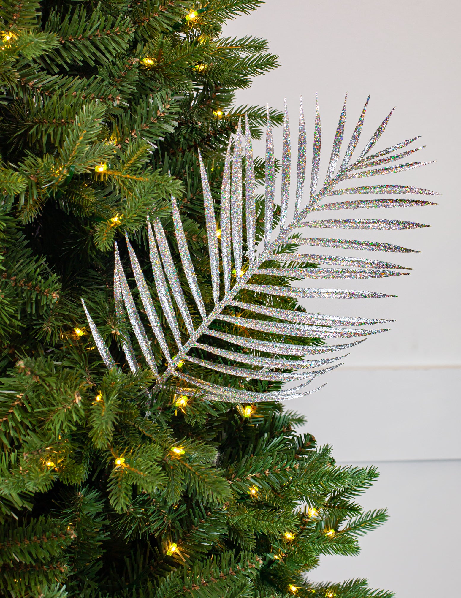 24 Glitter Palm Leaf Stem Set of 12