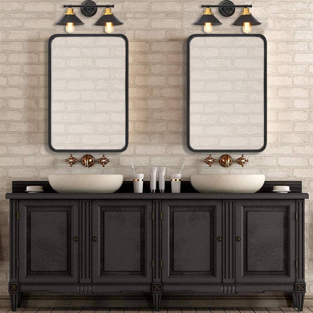 ELLOALLO 30 in. W x 36 in. H Rectangular Aluminum Framed Wall Mount Bathroom Vanity Mirror in Black EVM-S-FB30