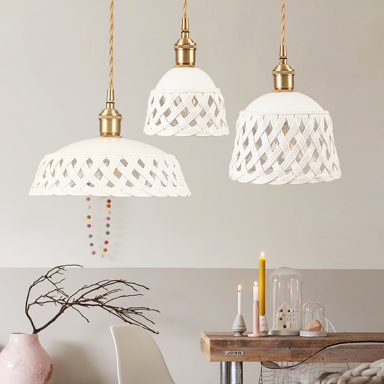 Openwork Ceramic Pendant Lamp