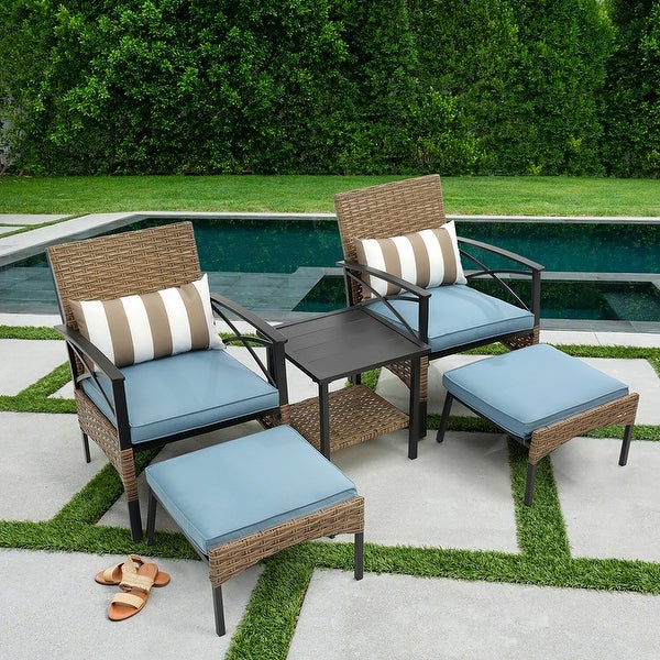 Wicker Rattan Sofa Set Garden Chair - Overstock - 37388200