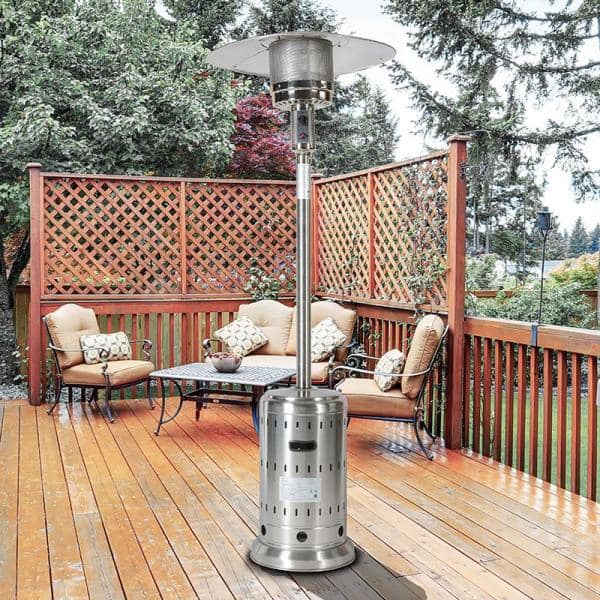 Wildaven 46,000 BTU Stainless Steel Patio Heater with Hollow Pattern on Tank Housing with Cover Pole ZGZZRA210903004