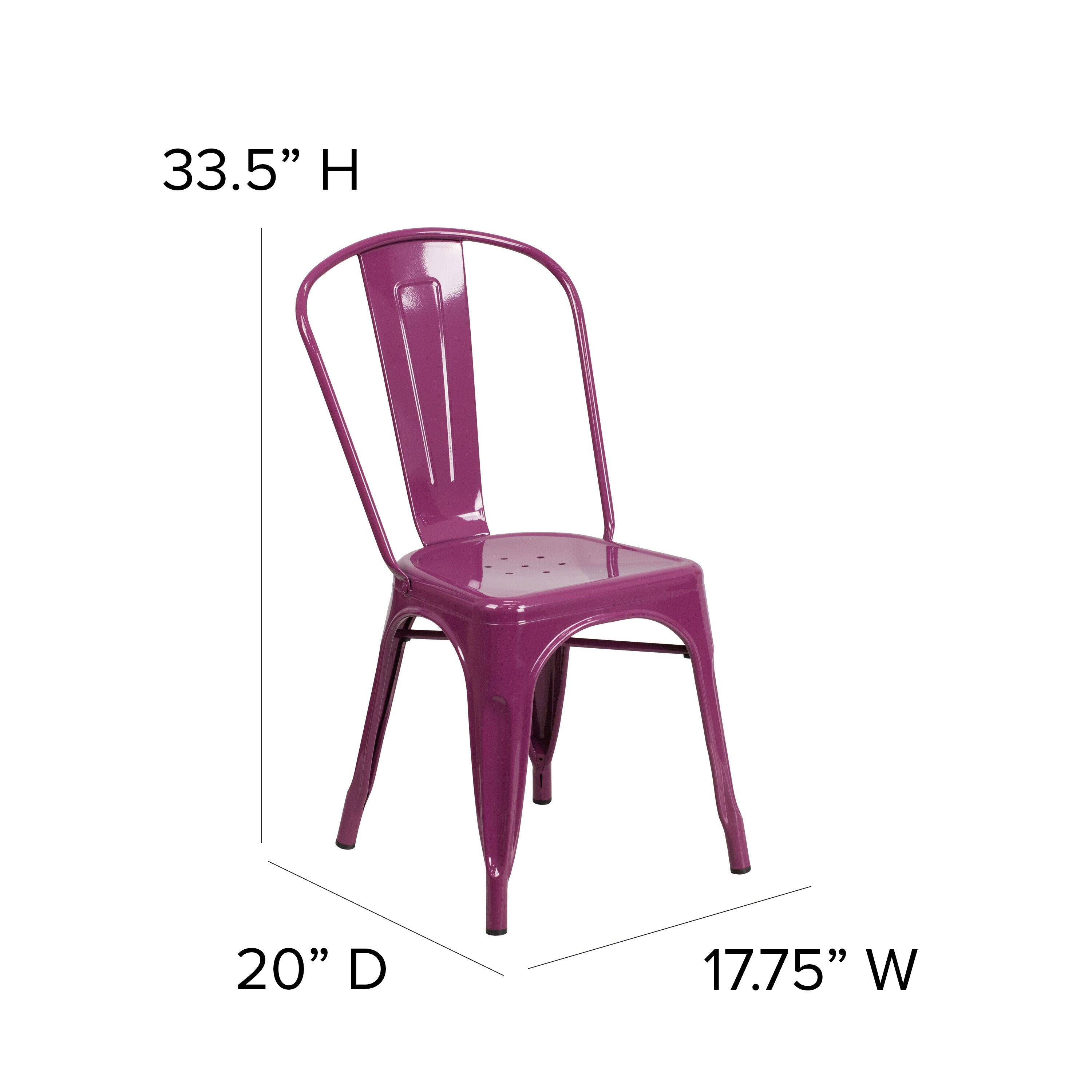 Flash Furniture Commercial Grade Purple Metal Indoor-Outdoor Stackable Chair