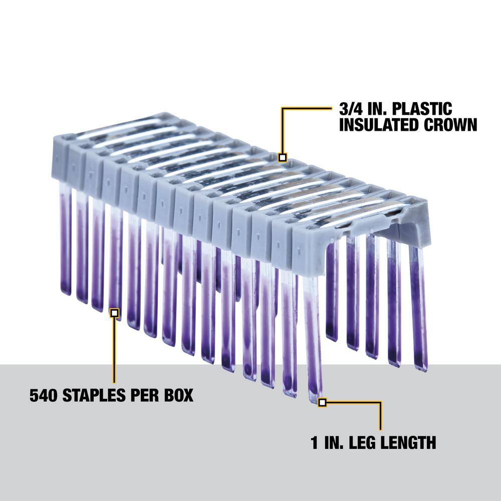 DW 1 in. Insulated Electrical Staples 5 Boxes (540 Per Box) DRS18100X5