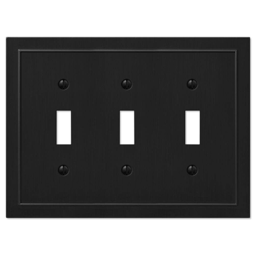 AMERELLE Bethany 3 Gang Toggle Metal Wall Plate - Black 57TTTBK